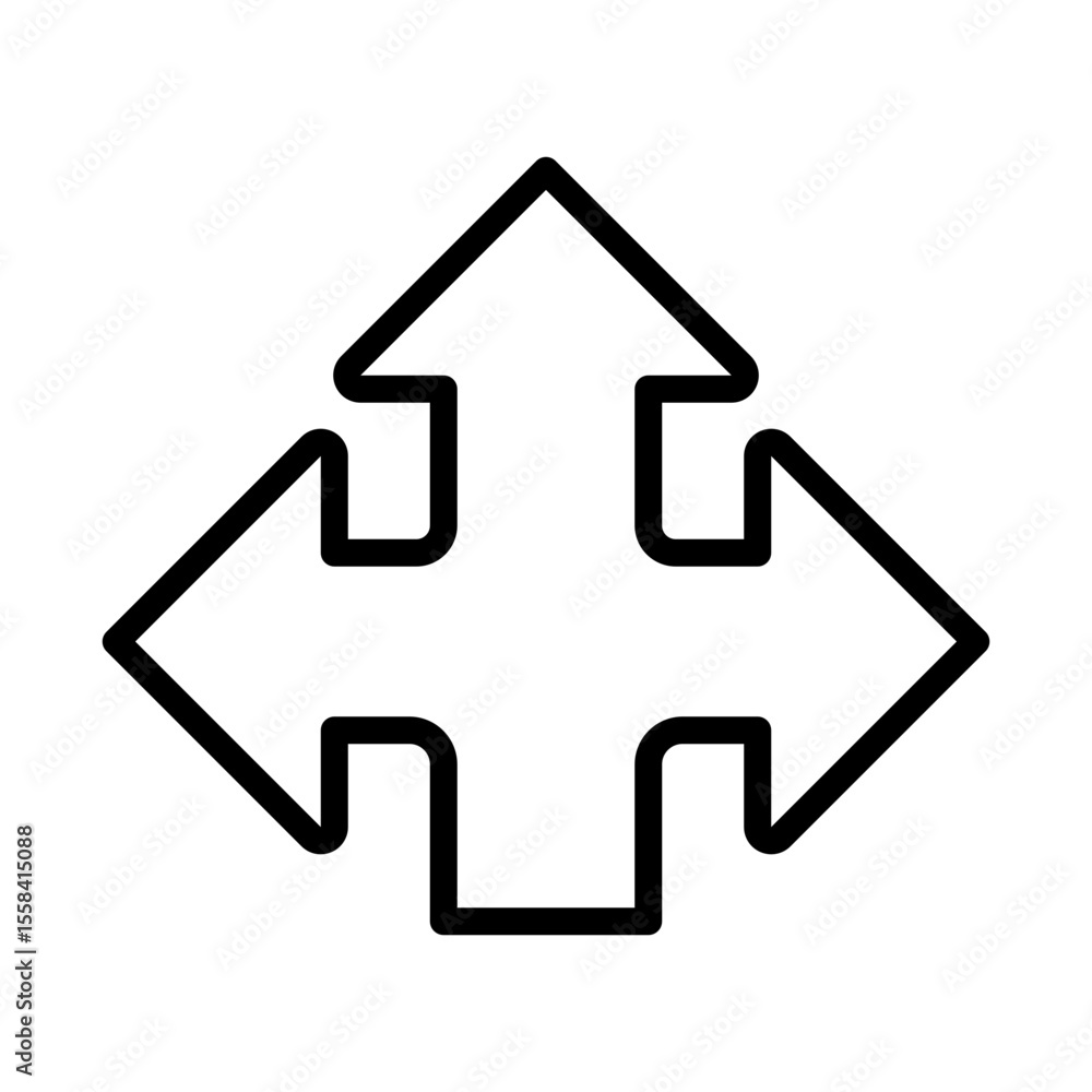 Poster triple arrow linear icon. representing options or decision-making. three paths. direction and naviga
