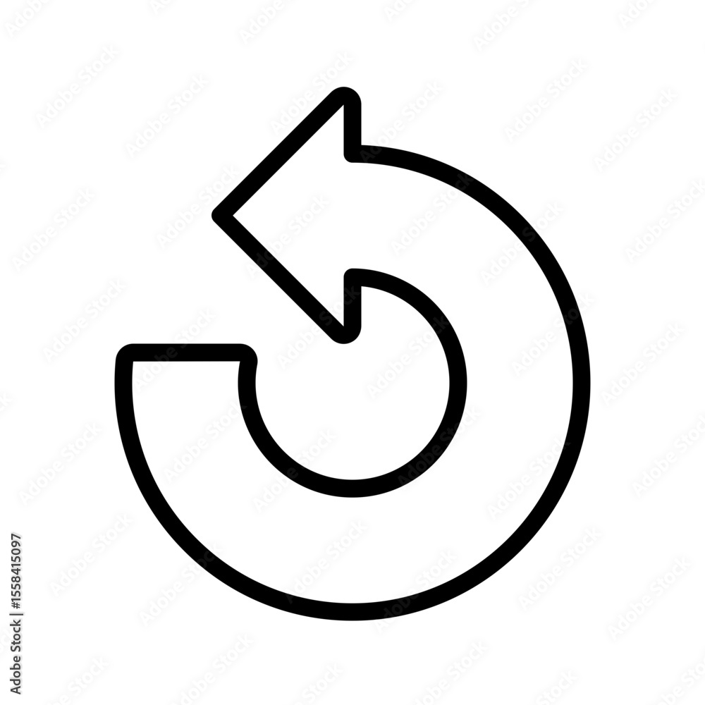 Poster counter clockwise arrow linear icon. representing reversal, undo actions or backward processes. rest