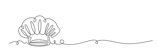 One single line drawing of chef hat or cap for restaurant vector graphic illustration. Elegant cafe badge concept. Modern continuous line draw design street food logotype 