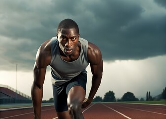 intense determination fuels the powerful strides of an athlete during training highlighting unwavering focus and dedication on a path towards peak performance and athletic excellence