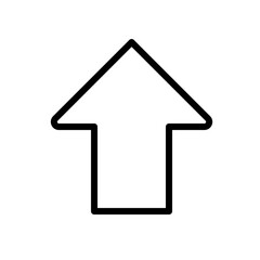Upward thick arrow linear icon. Pointer symbolizing direction or download. Moving upwards. Process and growth. Thin line illustration. Contour symbol. Vector outline drawing. Editable stroke