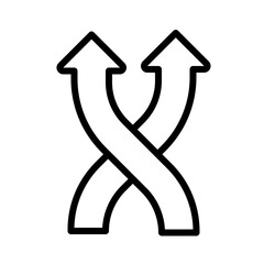 Shuffle linear icon. Crisscross arrows. Multimedia player control. Representing interchange and flexibility. Thin line illustration. Contour symbol. Vector outline drawing. Editable stroke