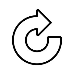 Clockwise arrow linear icon. Representing repeat function. System update. Loading sign. Circular arrow. Thin line illustration. Contour symbol. Vector outline drawing. Editable stroke