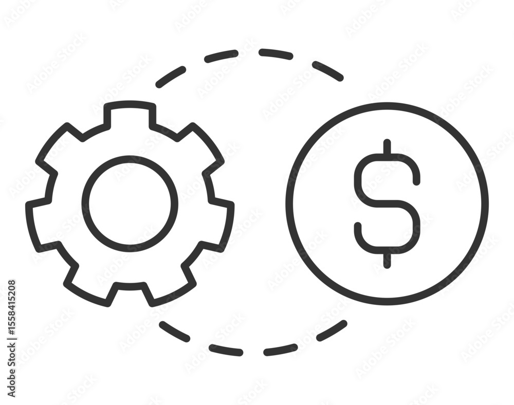 Poster operating costs linear icon. workflow management. financial management. process optimization. cost c