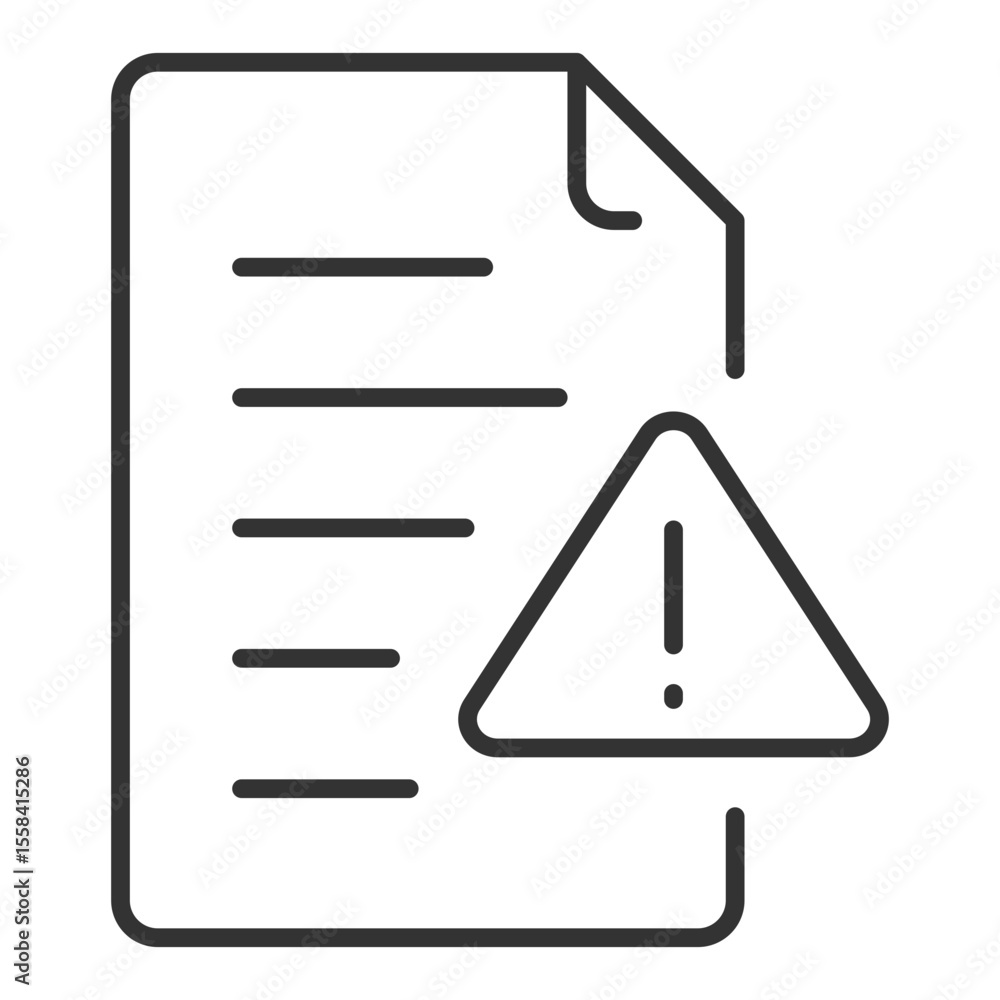  file error linear icon. document and exclamation icon. data corruption. digital issue. alert symbol.