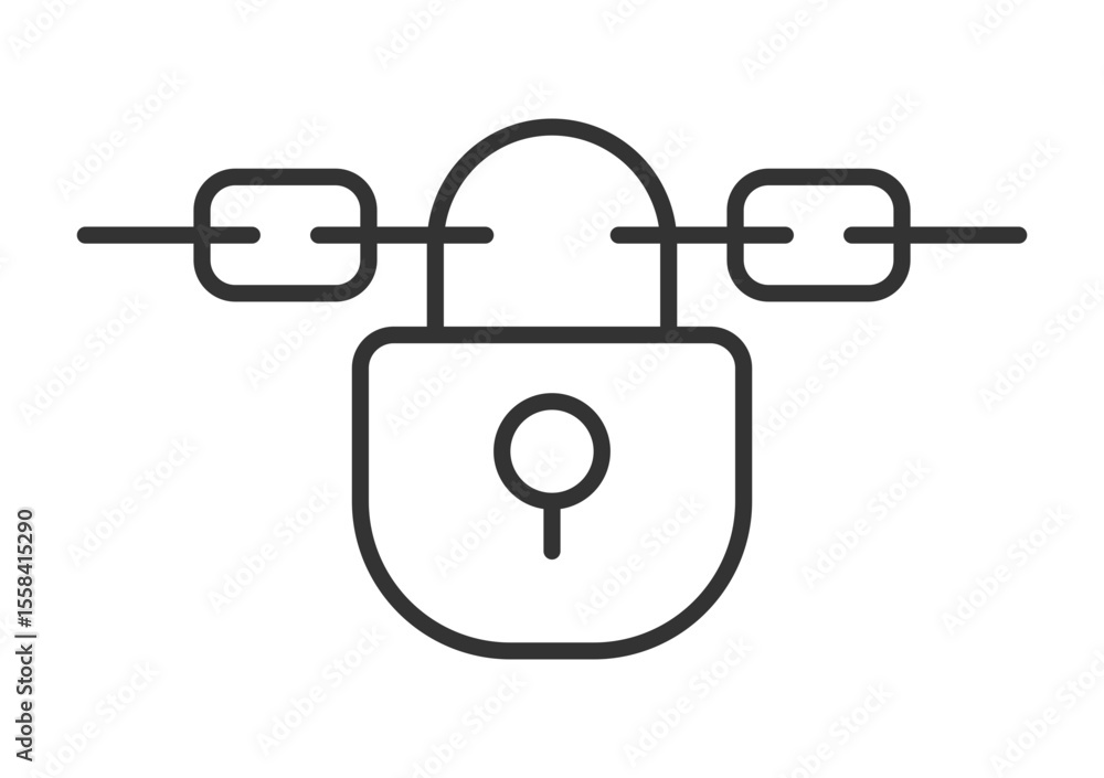 Poster chain with lock linear icon. asset protection. property security. secure lock. personal security. pr