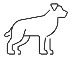 Dog linear icon. Cute domestic animal. Purebreed dog. Faithful companion dog. Veterinary service symbol. Thin line illustration. Contour symbol. Vector outline drawing. Editable stroke