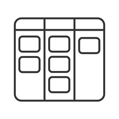 Kanban flowchart linear icon. Board with notes icon. Workflow management. Work in progress. Schedule system. Thin line illustration. Contour symbol. Vector outline drawing. Editable stroke