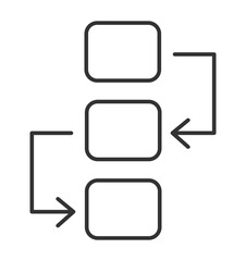 Flowchart linear icon. Work process. Step by step organization. Project management tool. Process diagram. Thin line illustration. Contour symbol. Vector outline drawing. Editable stroke