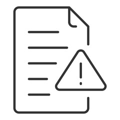 File error linear icon. Document and exclamation icon. Data corruption. Digital issue. Alert symbol. Data loss risk. Thin line illustration. Contour symbol. Vector outline drawing. Editable stroke