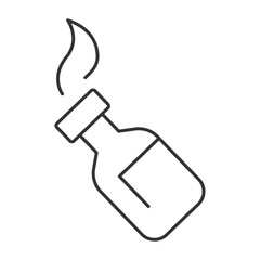 Molotov cocktail linear icon. Fire, flame and bottle. Arson danger. Protest destruction. Explosive bottle. Thin line illustration. Contour symbol. Vector outline drawing. Editable stroke