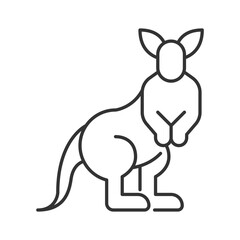 Kangaroo linear icon. Marsupial animal. Australian mammal. Wildlife habitat. Pouch kangaroo. Hopping animal. Thin line illustration. Contour symbol. Vector outline drawing. Editable stroke