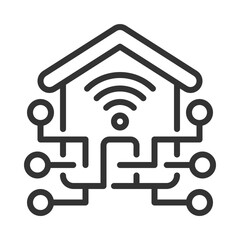 Smart home pixel perfect linear icon. Automation system, intelligent control. Household organization, electronics. Thin line illustration. Contour symbol. Vector outline drawing. Editable stroke