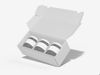 White Blank Peanut Butter Jar with Box Packaging Mockup 3D Rendering