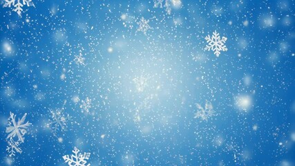 Delicate snowflakes gently falling against a soft blue background create a magical winter atmosphere. - Powered by Adobe
