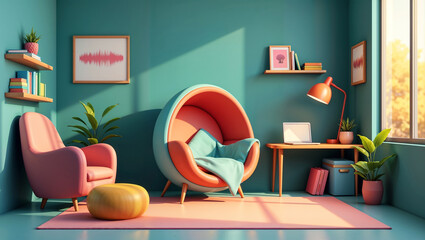 Workspace concept, 3D illustration