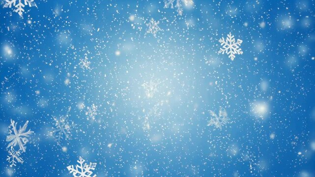 Delicate snowflakes gently falling against a soft blue background create a magical winter atmosphere. - Powered by Adobe