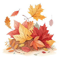 Watercolor of autumn fallen leaves showcasing seasonal beauty