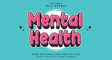 Editable text style effect - Mental Health text style theme.
