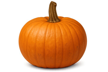 Vibrant orange pumpkin with a sturdy stem, isolated on a transparent background, perfect for autumnal designs