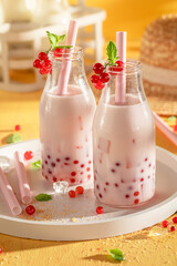 Sweet and sour red currant bubble tea for summer.