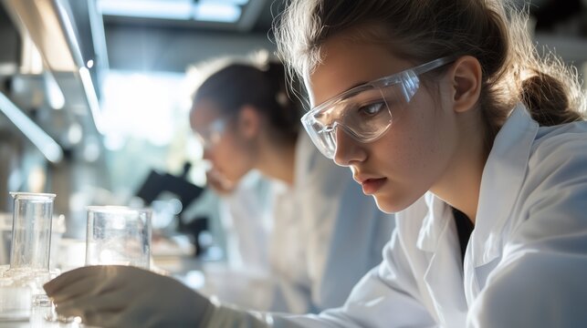 Young scientists conduct experiments in a laboratory, focusing on research and observations during the day