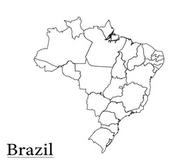 Obraz premium Simplified Brazil Political Map - South America Geography