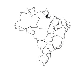 Brazil Outline Map with States - Editable Vector