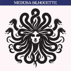 Mythical medusa silhouette vector illustration	
