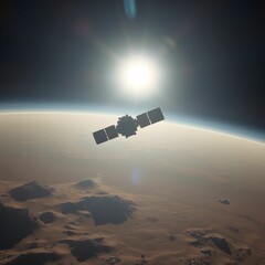 Obraz premium spaceship flying over the earth