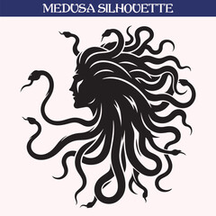 Mythical medusa silhouette vector illustration	
