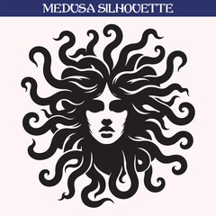 Mythical medusa silhouette vector illustration	
