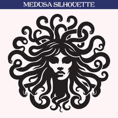 Mythical medusa silhouette vector illustration	
