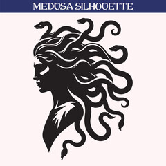 Mythical medusa silhouette vector illustration	
