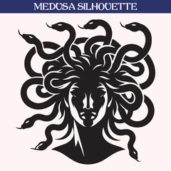 Mythical medusa silhouette vector illustration	
