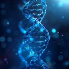 Glowing Blue DNA Double Helix Rotating in Sterile Lab Environment