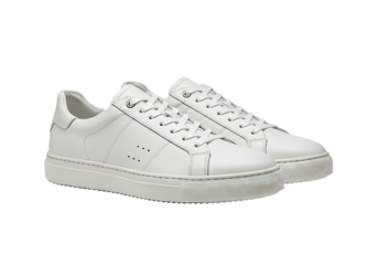Stylish white leather sneakers Isolated on transparent background ready for fashion photography