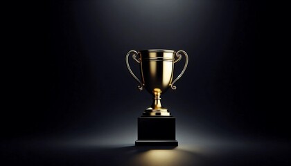 Elegant Trophy on Black Background: Symbol of Achievement and Excellence