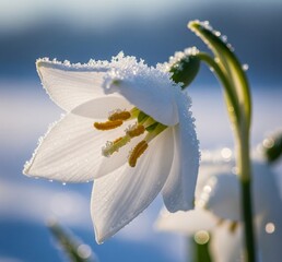 white flower with water drops