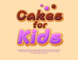 Vector Promo banner Cakes for Kids  Tasty Alphabet Letters and Numbers set. Delicious Donut Font