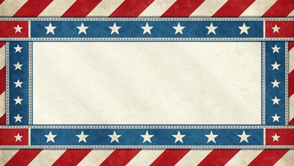 Vintage American patriotic border with red white blue stripes and stars flag