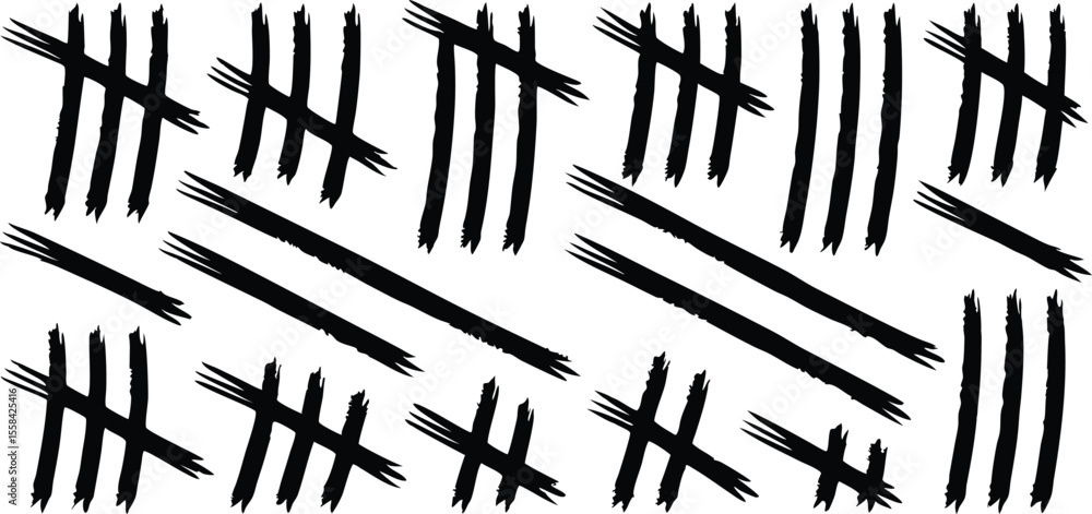 Poster handdrawn tally marks lines on a background abstract pattern counting concept vector