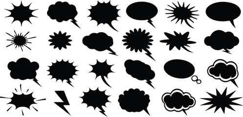 Speech bubbles lightning bolt shapes on background Handdrawn comic book elements