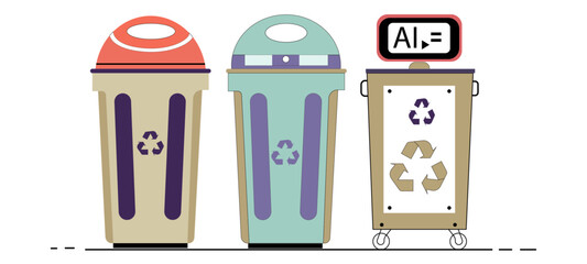AI-Driven Waste Sorting Icons – Minimalist Urban Trash Tech for Eco SaaS Platforms
 vector illustration of office building