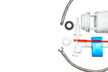 Flexible metal steel faucet hoses, flush mechanism, siphon fittings.Plumbing