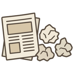 newspaper garbage dirt flat color vector illustration template design