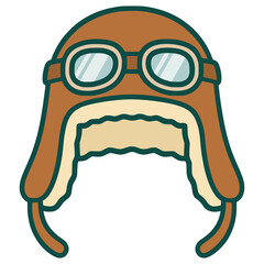 aviator hat safety accessories flat color vector illustration template design