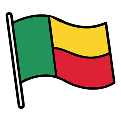 benin waving flag people symbol nationality flat color vector illustration template design