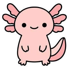 cute axolotl wild animal flat color vector illustration template design