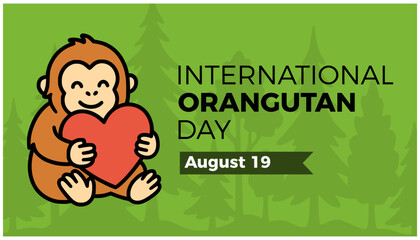 international orangutan day poster banner information flat color vector illustration template design